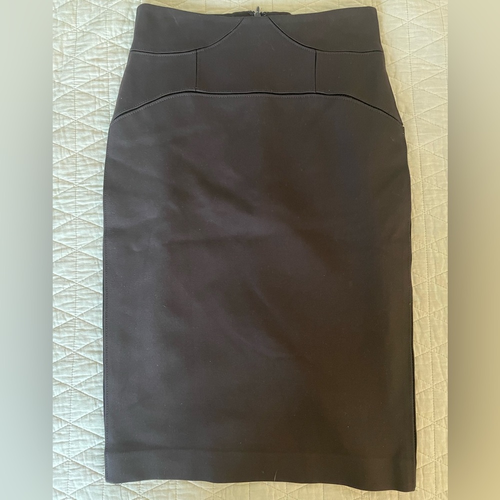 Robert Rodriguez Paneled Top Twill Knit Pencil Skirt in Brown Size 2